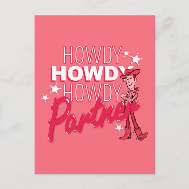 Toy Story | Woody "Howdy Howdy Howdy Partner" Postcard (Front)