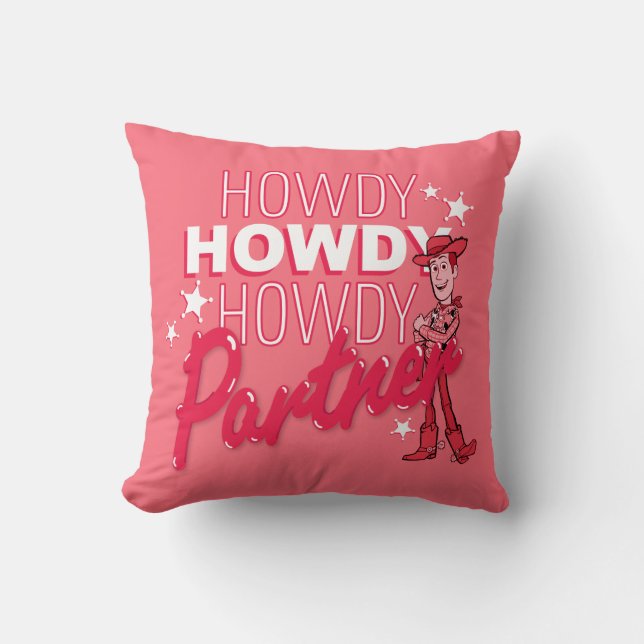 Toy Story | Woody "Howdy Howdy Howdy Partner" Throw Pillow (Front)