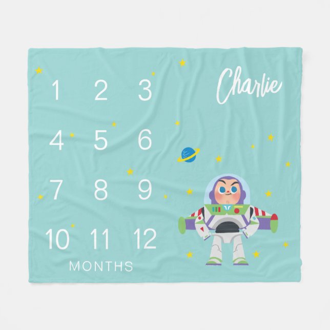 Toy Story's Buzz Lightyear Baby Monthly Milestone Fleece Blanket (Front (Horizontal))