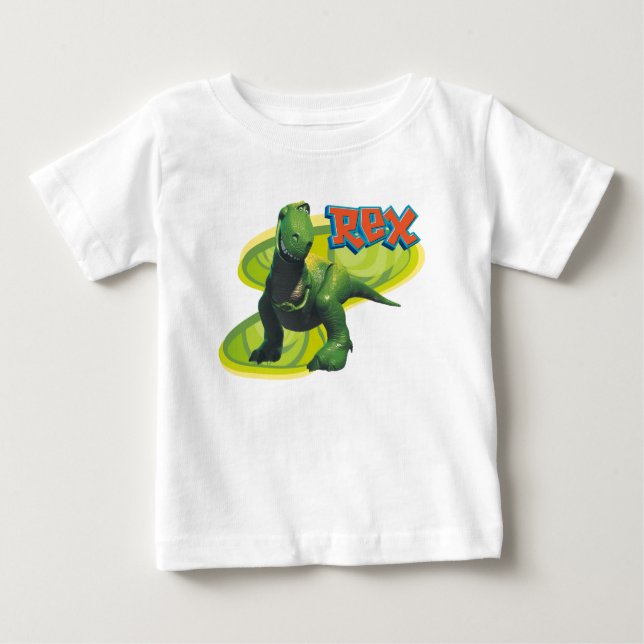 Toy Story's Rex standing with a smiling face. Baby T-Shirt (Front)
