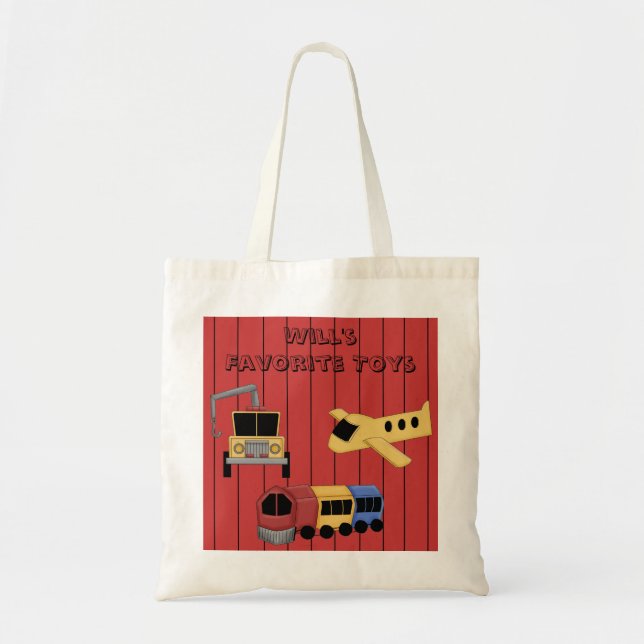 Toy Theme Train Plane Wrecker Truck Tote Bag (Front)