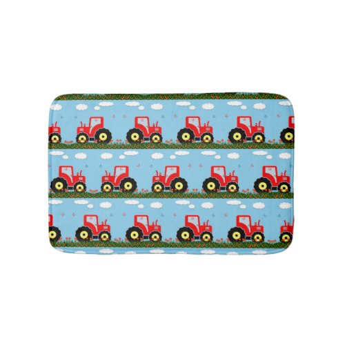 Toy tractor pattern bathroom mat