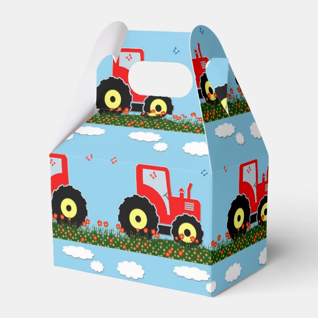 Toy tractor pattern favor boxes (Front Side)