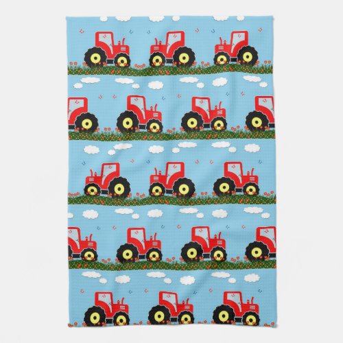 Toy tractor pattern towel
