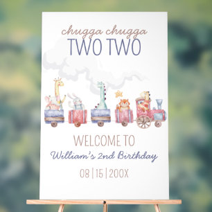 Toy Train All Aboard Birthday invite, Zoo Animals Acrylic Sign