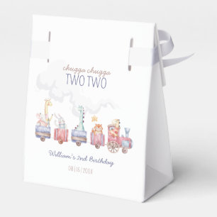 Toy Train All Aboard Birthday invite, Zoo Animals Favor Boxes