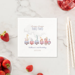 Toy Train All Aboard Birthday invite, Zoo Animals Napkins