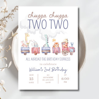 Toy Train All Aboard Boy Birthday Express Birthday Invitation