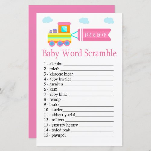 Toy Train Baby word scramble game