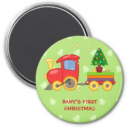 Toy Train Babys First Christmas Magnet