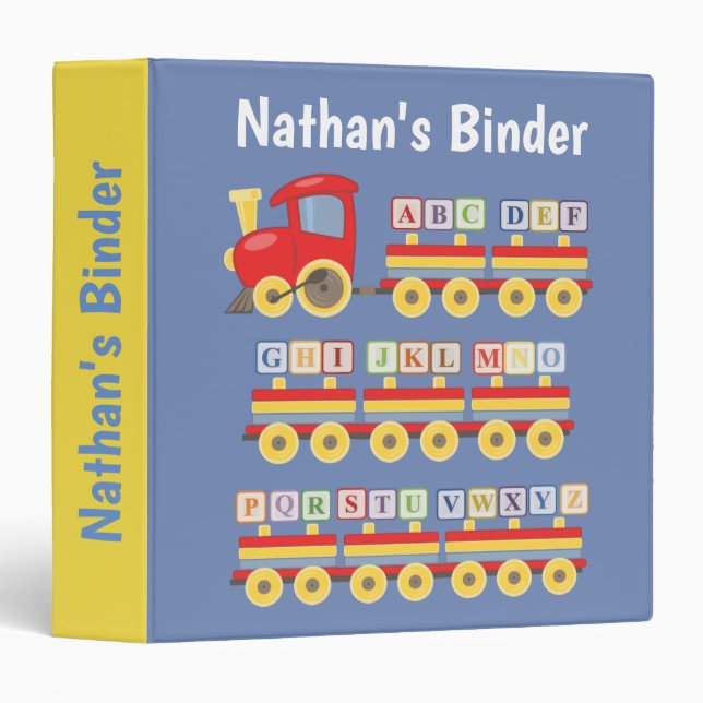 Toy Train Carrying Alphabet Blocks 3 Ring Binder (Front/Spine)