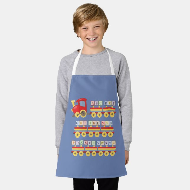 Toy Train Carrying Alphabet Blocks Apron (Worn)