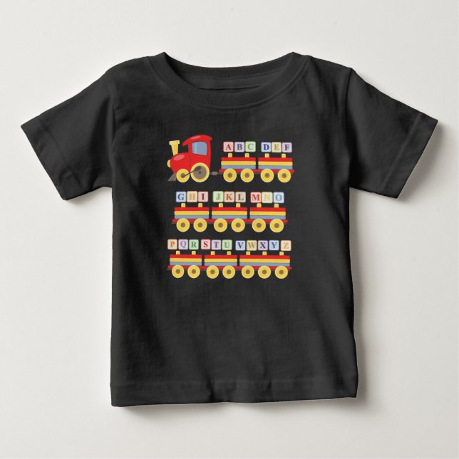 Toy Train Carrying Alphabet Blocks Baby T-Shirt (Front)