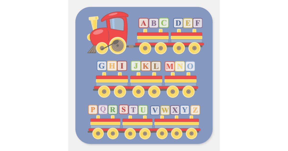 Toy Train Carrying Alphabet Blocks Square Sticker | Zazzle