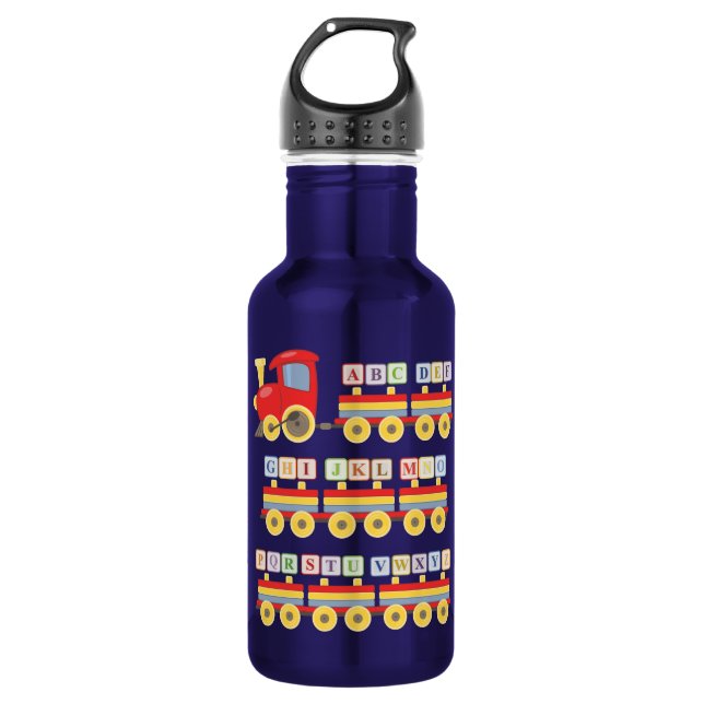 Toy Train Carrying Alphabet Blocks Stainless Steel Water Bottle (Front)