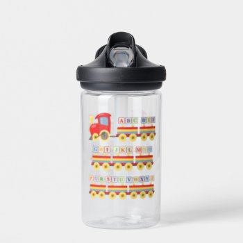 Toy Train Carrying Alphabet Blocks Water Bottle by DippyDoodle at Zazzle
