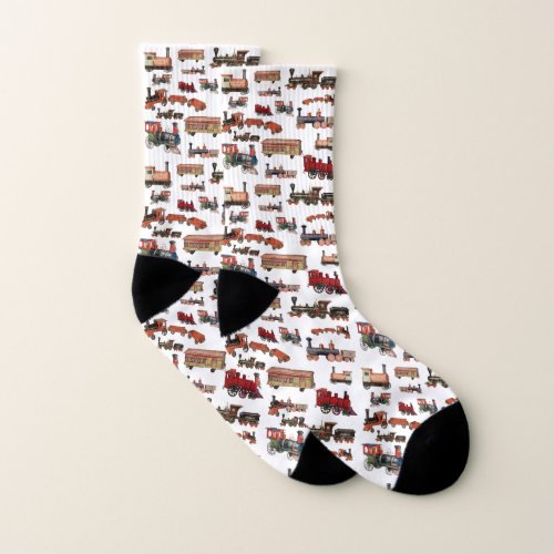 Toy Train Colorful Trains Pattern Socks