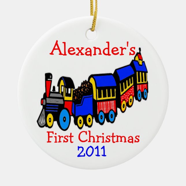 Toy Train-First Christmas-Personalize It Ceramic Ornament (Front)