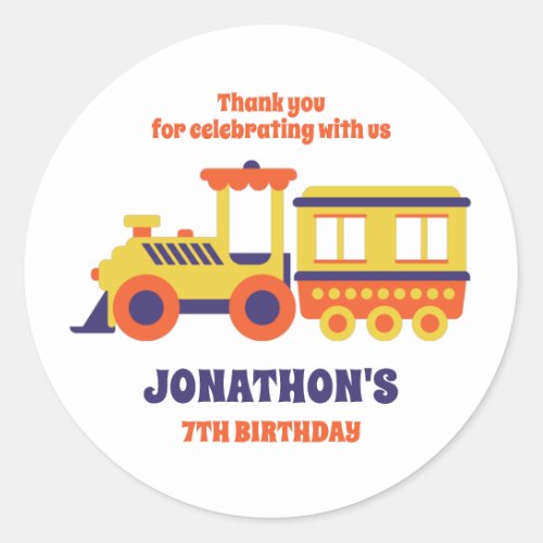 Toy Train for Kids Boys Birthday Party Favor Classic Round Sticker