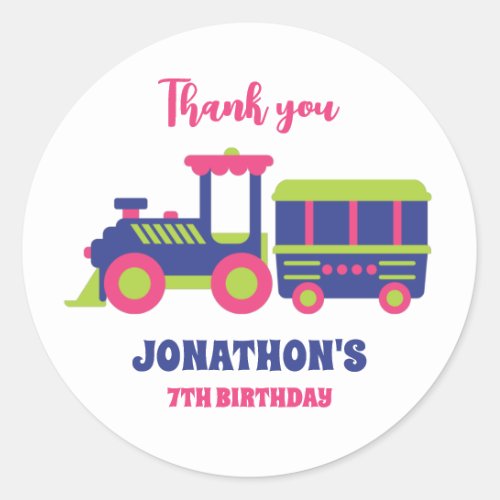 Toy Train for Kids Girls Boys Birthday Party Favor Classic Round Sticker