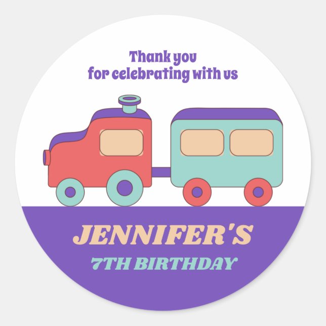 Toy Train Kids Birthday Party Favor Classic Round Sticker (Front)