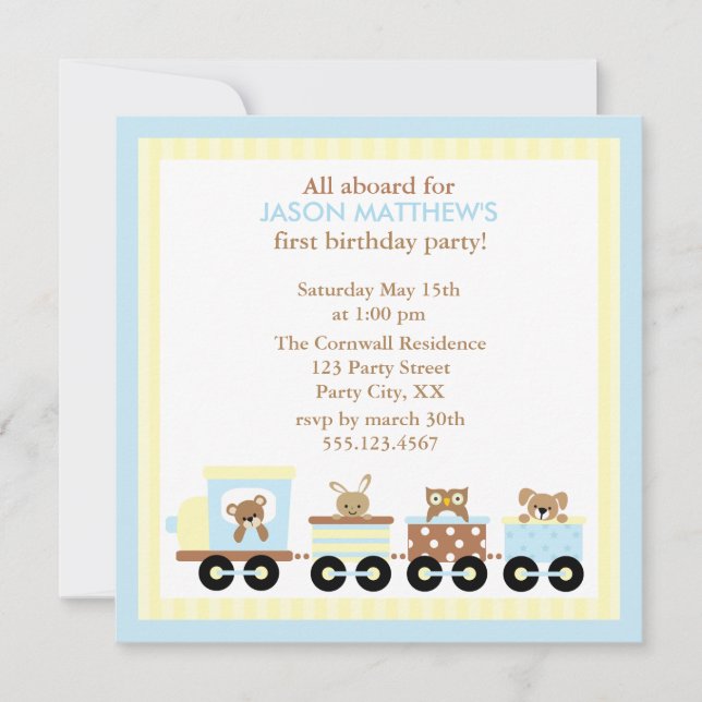 Toy Train Kids Birthday Party Invitations (Front)