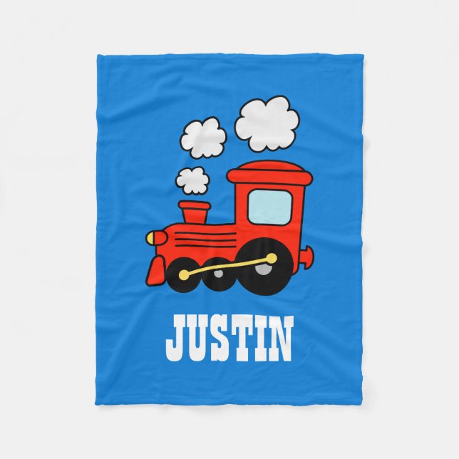 Toy train personalized cute fleece blanket for kid (Front)