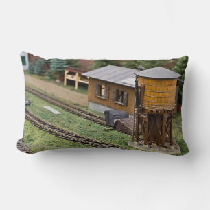 Toy Train Platform Water Tower Lumbar Pillow