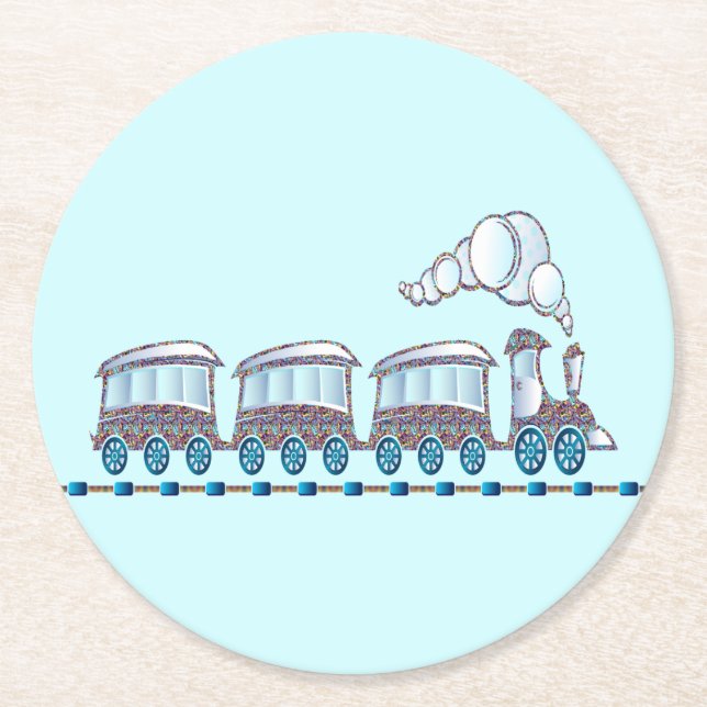 Toy Train Round Paper Coaster (Front)