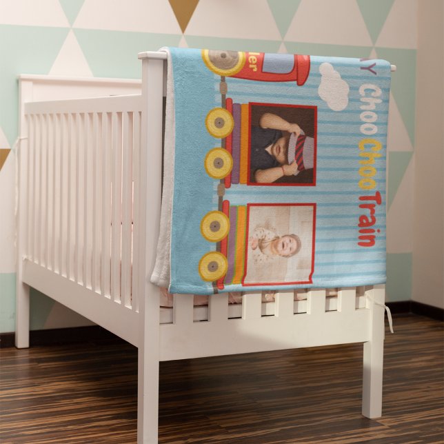 Toy Train Toddler Boy Birthday Blue Baby Blanket (Creator Uploaded)