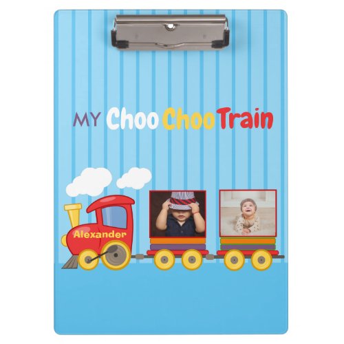 Toy Train Toddler Boy Birthday Blue Clipboard