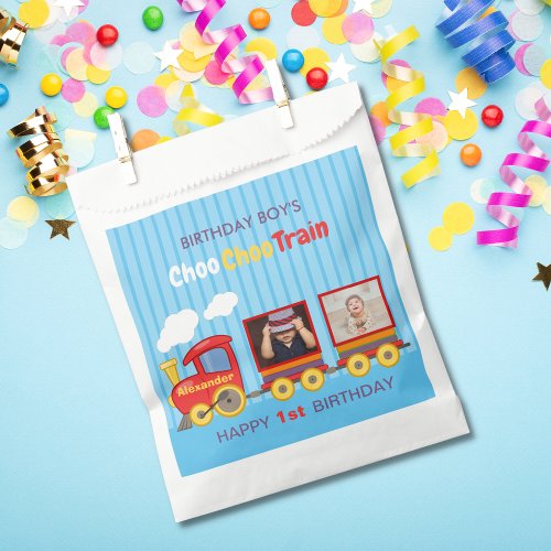 Toy Train Toddler Boy Birthday Blue Favor Bag