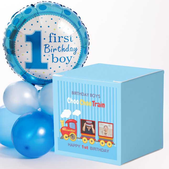 Toy Train Toddler Boy Birthday Blue Favor Boxes (Creator Uploaded)