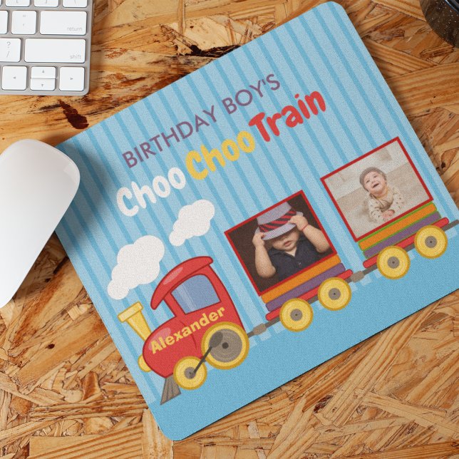 Toy Train Toddler Boy Birthday Blue Mouse Pad (Creator Uploaded)