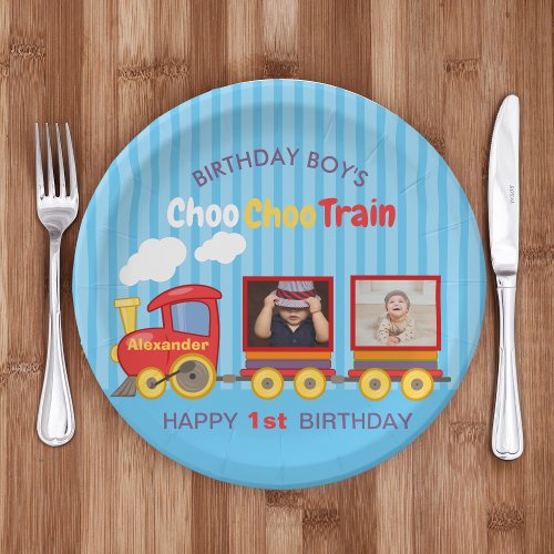 Toy Train Toddler Boy Birthday Blue Paper Plates