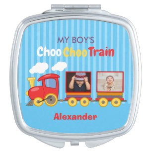 Toy Train Toddler Boys Birthday Blue Compact Mirror