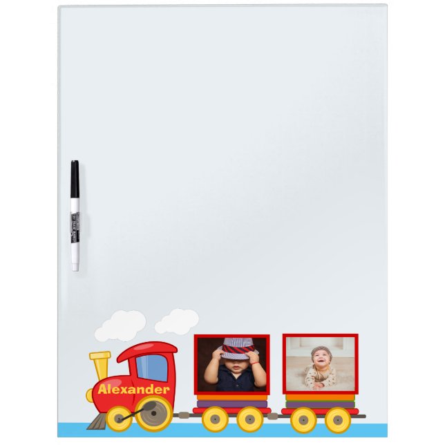 Toy Train Toddler Boys Birthday Blue  Dry Erase Board (Front)