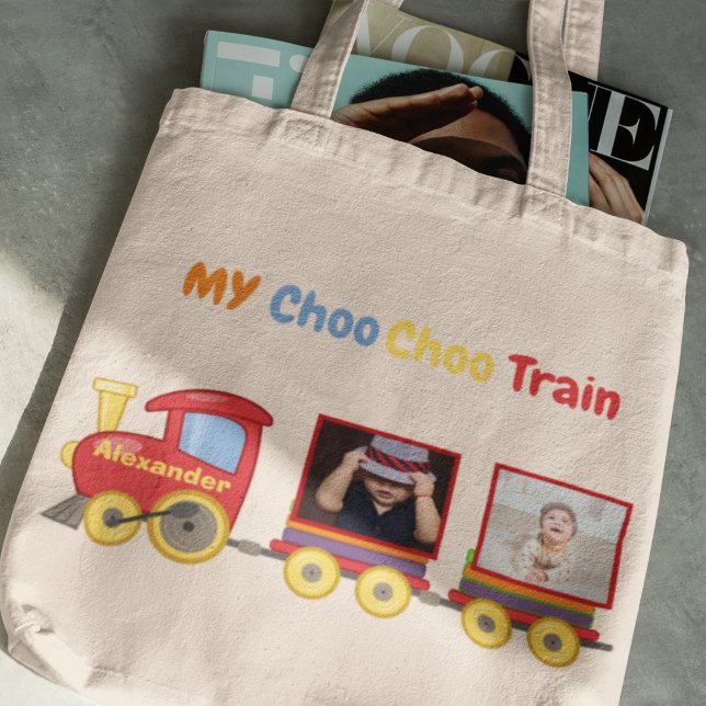Toy Train Toddler Boys Birthday Blue Tote Bag (Creator Uploaded)