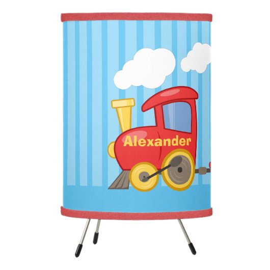 Toy Train Toddler Boys Birthday Blue  Tripod Lamp (Left)