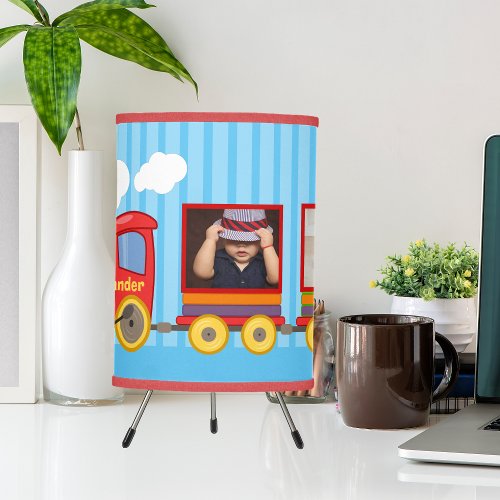 Toy Train Toddler Boys Birthday Blue  Tripod Lamp