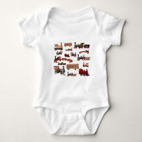 Toy Trains Colorful Trains Pattern Baby Bodysuit