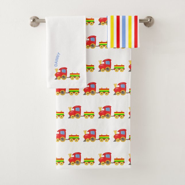 Toy Trains Personalized Bath Towel Set (Insitu)
