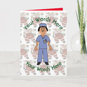 Toy White Female Doctor Custom Christmas Holiday Card