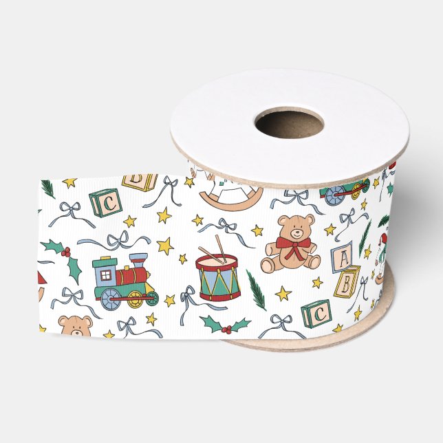 Toyland Classic Christmas Nostalgic Toys Grosgrain Ribbon (Spool)