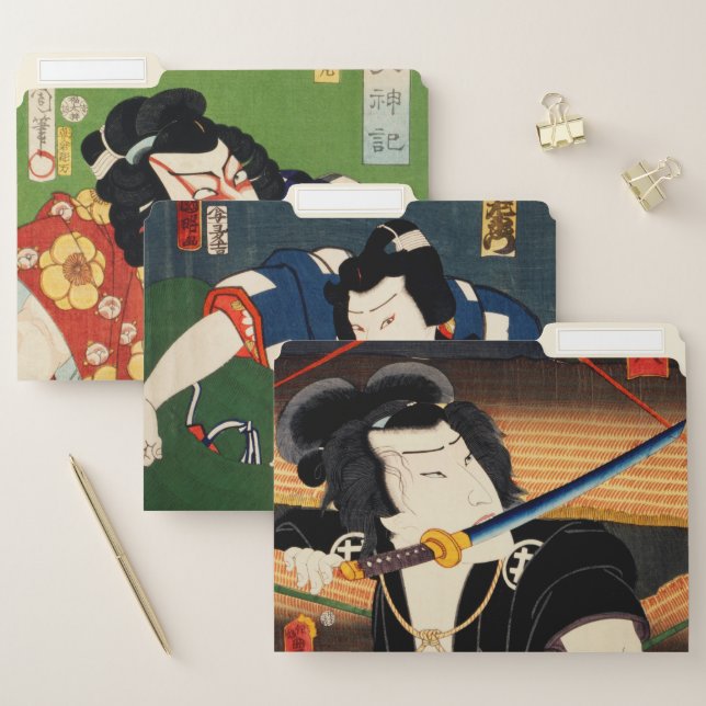 Toyohara Kunichika classic Japanese drawings File Folder (Set)