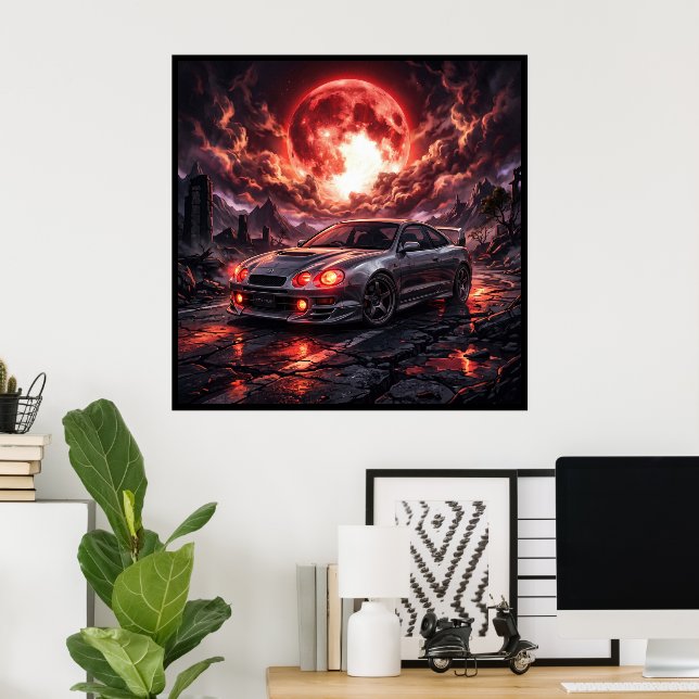 Toyota Celica GT4 Under a Crimson Moon Poster (Home Office)
