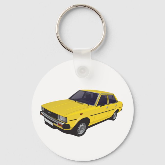 Toyota Corolla DX KE70 4-door yellow Keychain (Front)