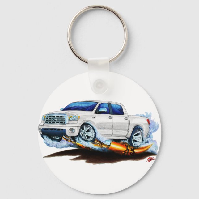 Toyota Tundra Crewmax White Truck Keychain (Front)