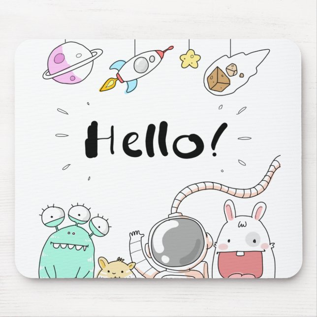 Toys Astronaut Rocket Planet Galaxy Alien Monster. Mouse Pad (Front)