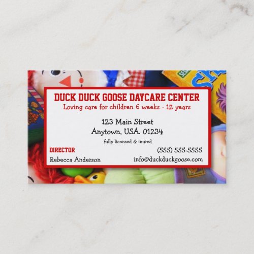 Toys Daycare Center or Child Care Giver Business Card